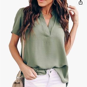 Light green V neck blouse
